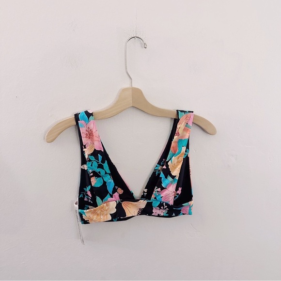 Billabong Tropic Time Reversible Plunge Bikini Top Floral V Neck Swimwear - Picture 6 of 8